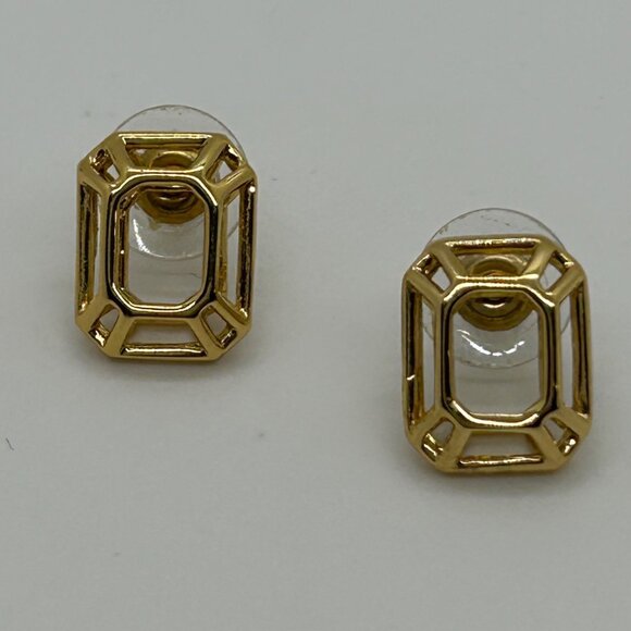 Kate Spade Freeze Frame Earrings Gold Geometric StudsRectangle Modern Minimalist - Picture 7 of 11